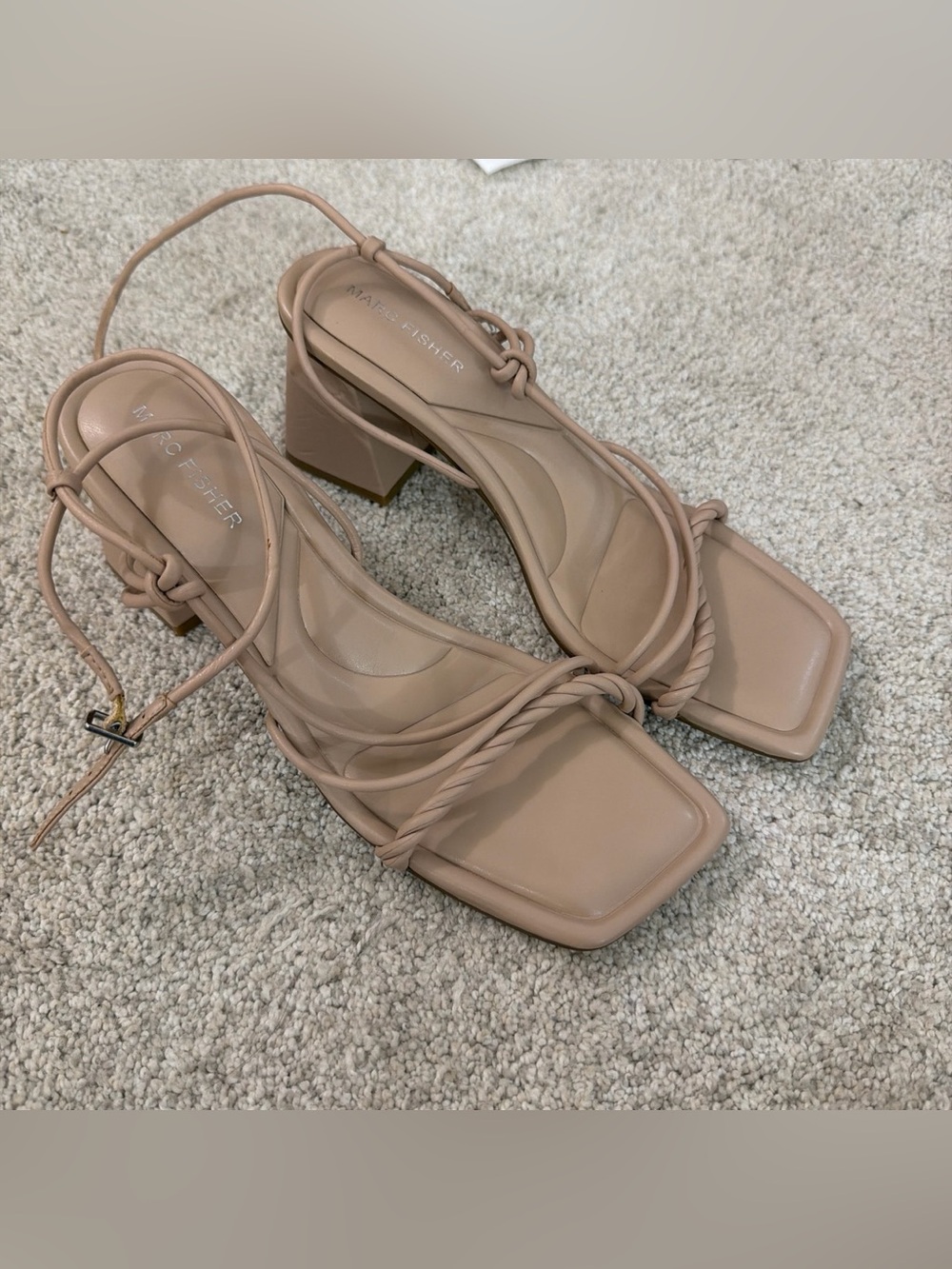 Marc Fisher Nude strappy sandal, block heel - Picture 2 of 3